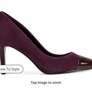 Karl Lagerfeld Plum Suede Pump with Patent Cap Toe